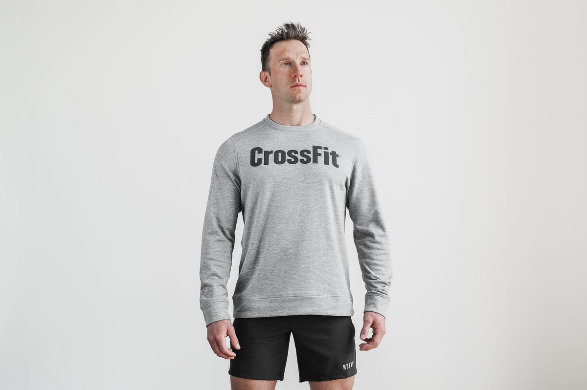 Nobull Crossfit® Crew Men\'s Sweatshirts Grey | Australia (FY8019)
